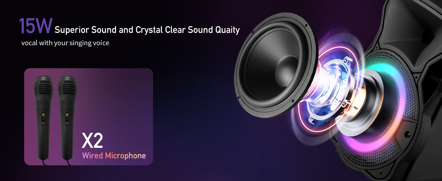 15W Superior Sound and Crystal Clear Sound Quaity vocal with your singing voice
