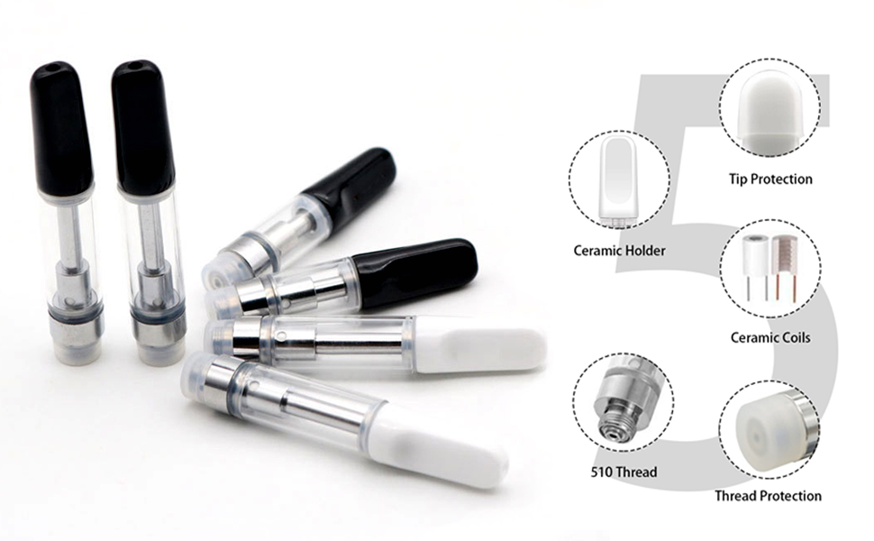 510 Threaded Cartridges 1.0ml Atomizer Carts Electric Inhaler CBD Tank