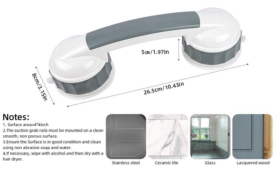 Suction Bathroom Grab Rails Hand Rail Portable Mobility Aids Safety