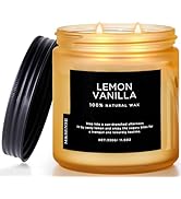 M&SENSE Lemon Vanilla Scented Candles, 11.6oz 70 Hour Long Lasting Candles for Home, 2 Wick Natur...