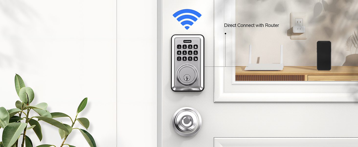 ApeStellar WiFi Smart Door Lock, Builtin WiFi Keyless Entry Door Lock