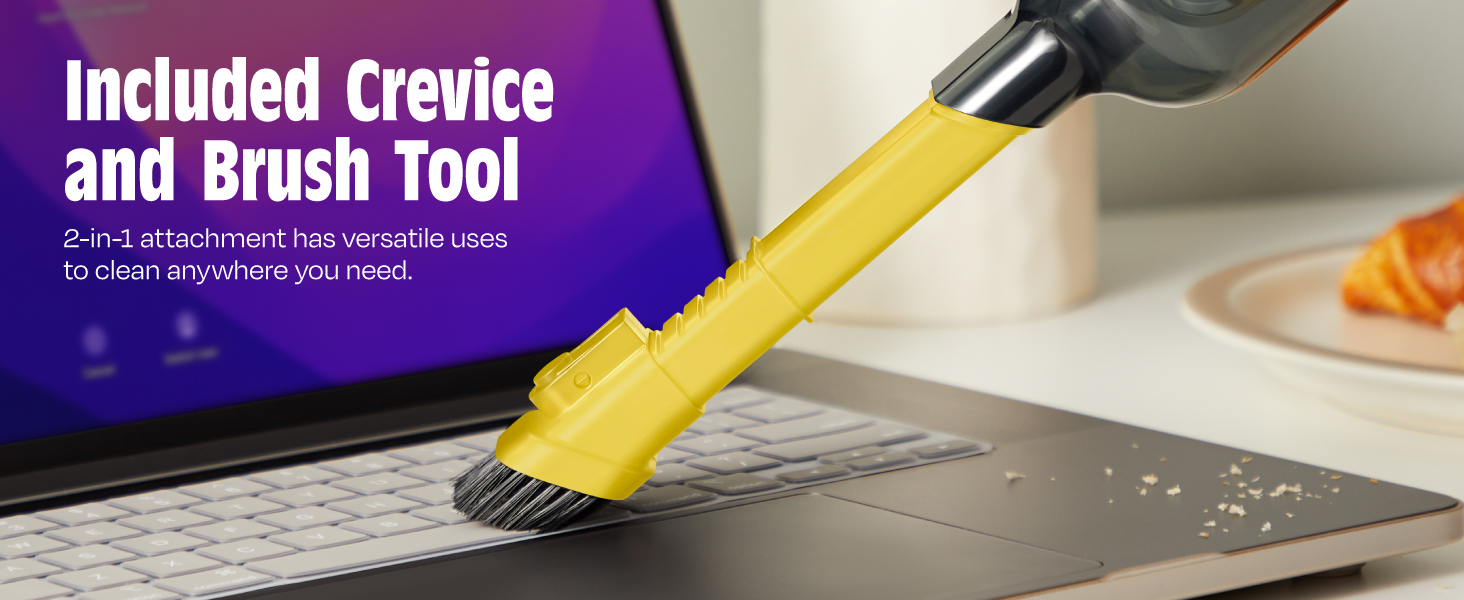 Included crevice and brush tool