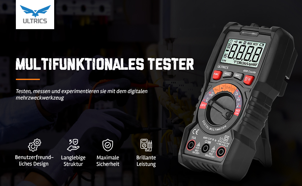 ULTRICS Digital Multimeter, Autorange Voltmeter Durchgangsprüfer