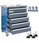 LARBANKE 5-Drawer Rolling Tool Chest with Stainless CounterTop,Tool Chest with Keyed Locking Syst...