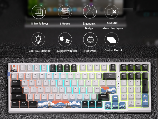 Amazon.com: MageGee SKY98 Wireless Gasket Mechanical Gaming