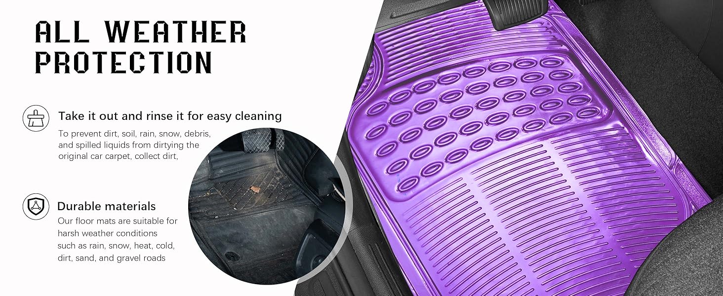 HOIONISPT Aluminum Universal Car Floor Mats All Weather Car