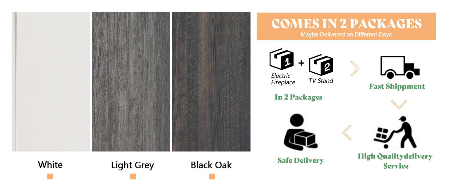  Farmhouse Heavy Fireplace TV Stand with Electric Fireplace