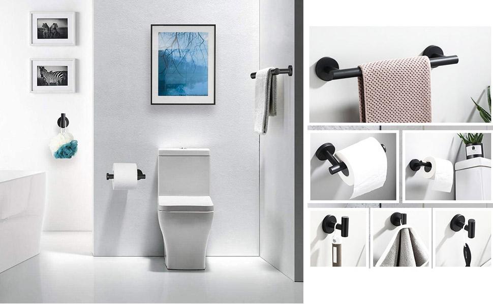 Nrpfell Portarrollos Baño Toallero Barra Ganchos Percheros y ...