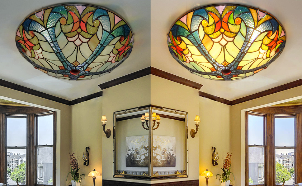 Tiffany style ceiling light On and off