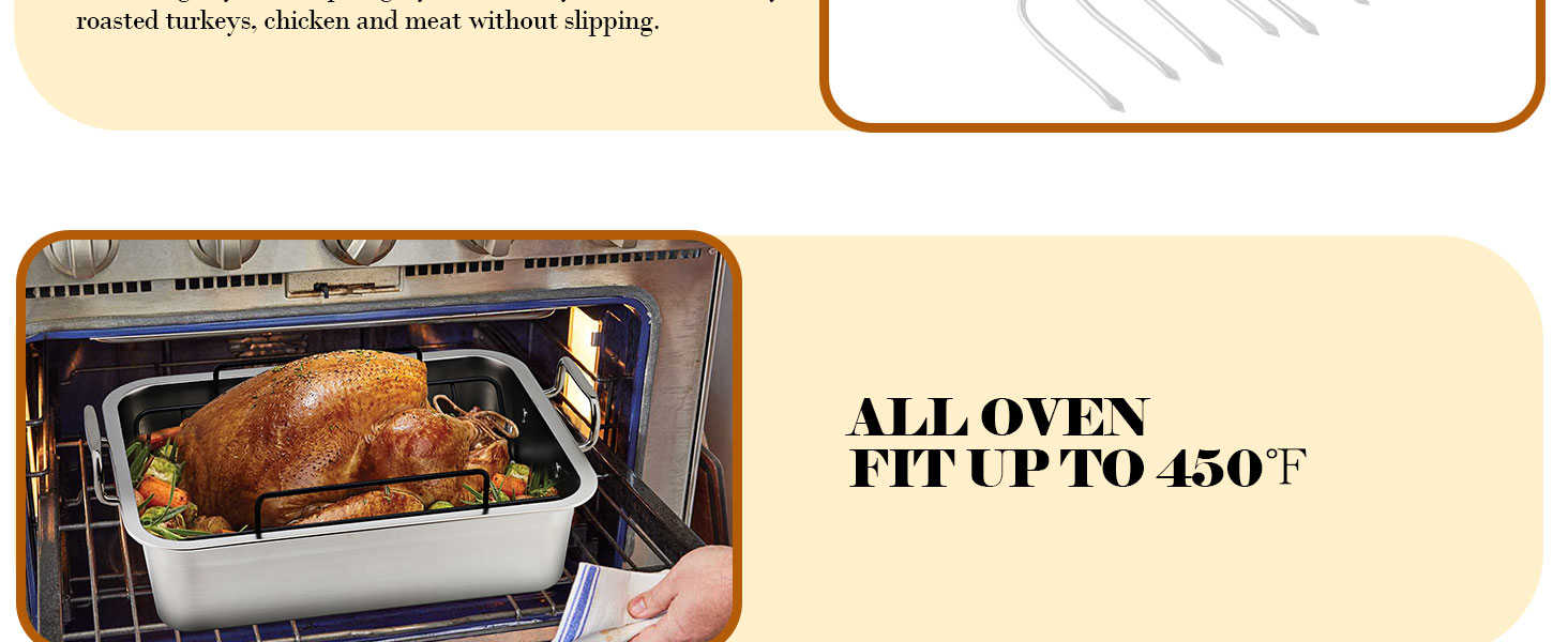 Turkey Roasting Pan with Nonstick Rack Large 16 x 12 Inch