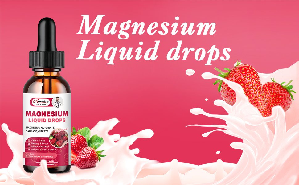 2 Pack Magnesium Glycinate 500mg Drops Supplement, High