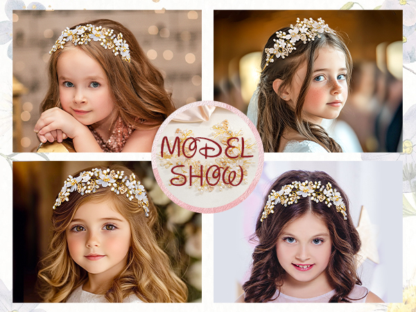 Amazon.com : Campsis Leaf Flower Girls Headpiece Gold