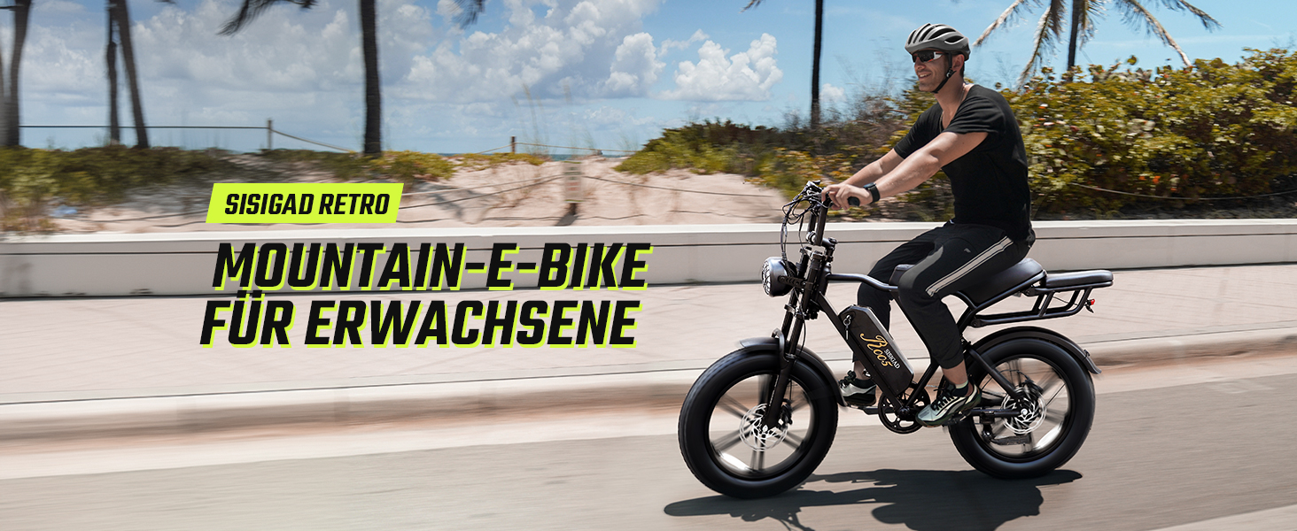 SISIGAD E Bikes Mountainbike Fatbike 20 Zoll Elektrofahrrad Herren Damen Elektro Fahrrad