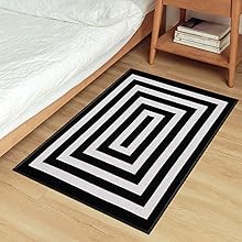 Black and White Striped Area Rug