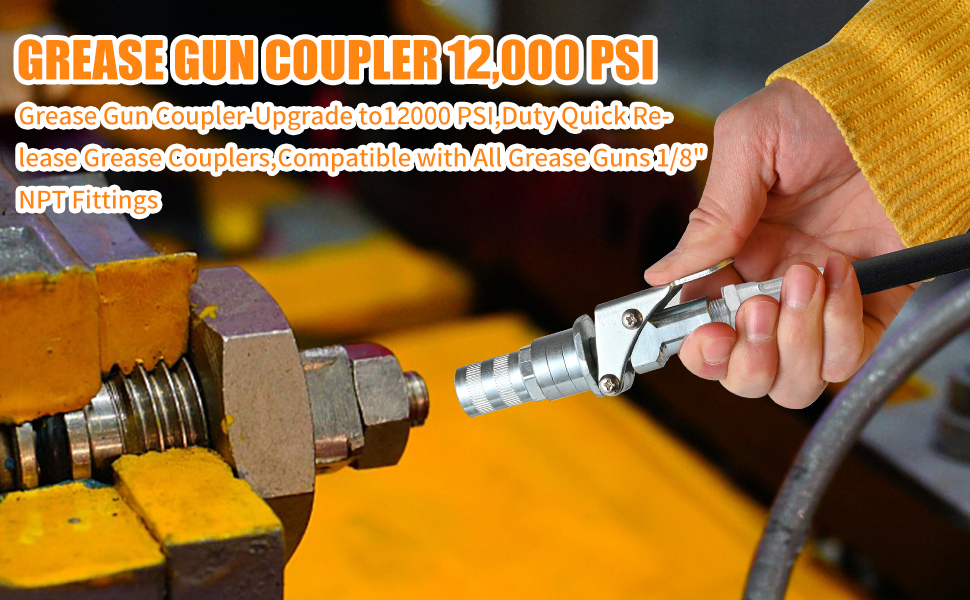 Locking Grease Gun Coupler locks onto Zerk fittingPressure Grease Gun CouplerRated