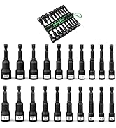 20-Piece Magnetic Nut Driver Set, Metric & SAE 1/4" Hex Shank, Drill Socket Set, Impact Driver Bi...