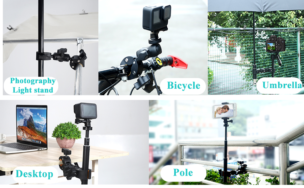 UNSTINCER 3 en 1 Support Caméra d'action pour Tube 15 à 44mm, Super