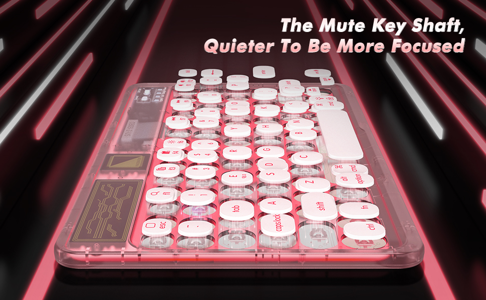 OMOTON Bluetooth Keyboard Transparent Pink, Multi Device