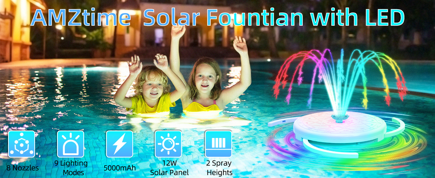 AMZtime 12W Solar Water Fountain 2023 Upgraded Remote Control Solar