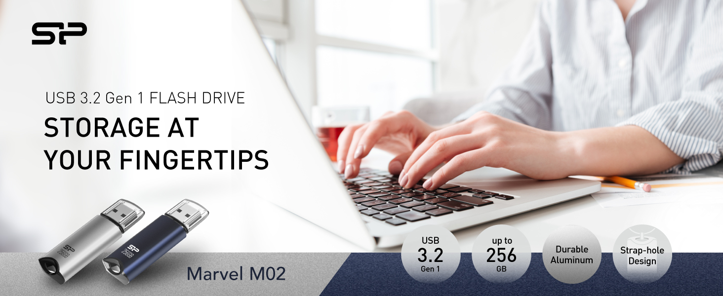 Silicon Power 256GB USB 3.0 Flash Drive, Aluminum Casing Builtin Strap