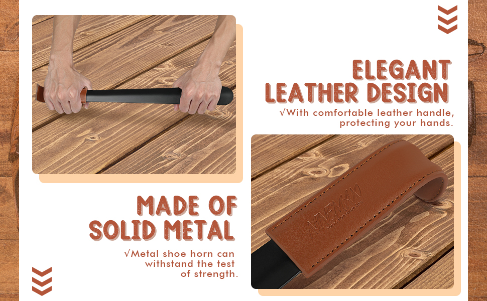 NINEMAX Metal Shoe Horn Long Handled Shoehorn 42cm,Extra Long Shoe