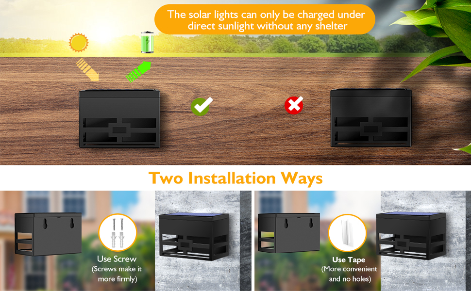 PEZOTA Solar Fence Lights Outdoor, 6 Pack Color Changing Led Solar Deck