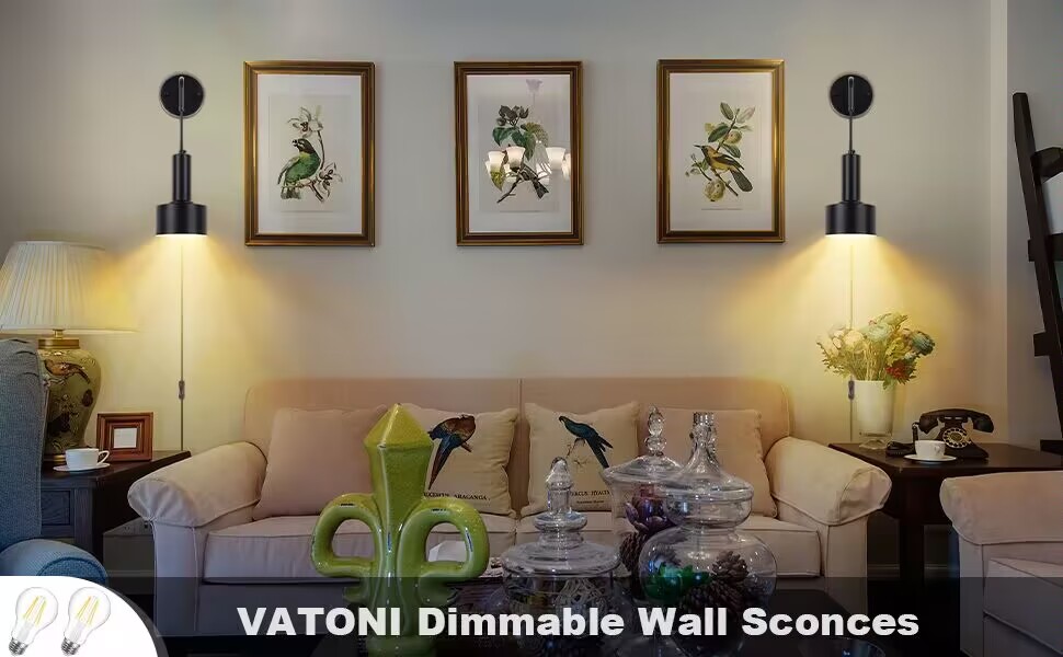VATONI Dimmable Wall Sconces Plug in, Wall Sconces
