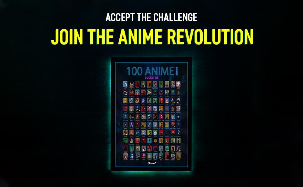 scrachit Top 100 Anime Scratch Off Poster 23x17 Challenge Bucket