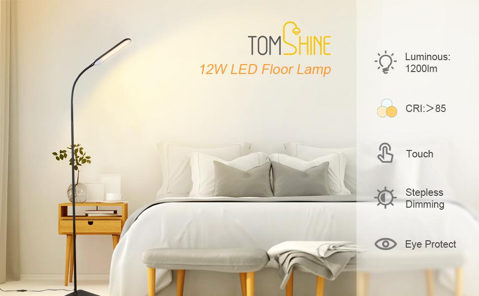 Tomshine Led Floor Lamp,Touch Control Dimmable Reading Standing Lamp