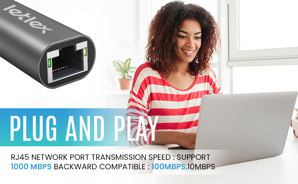 LETLEX USB C Gigabit Adapter Thunderbolt to