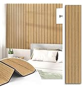 STICKEEP Brown Peel and Stick Wood Panels 3D Textured Acoustic Faux Wood Wall Slat Panel Self Adh...