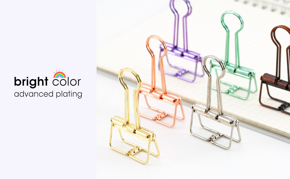 bright color wire binder clips rose gold multicolor