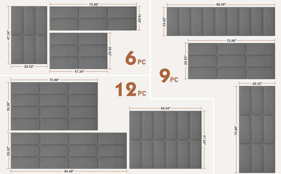 IFNOW Upholstered Wall Mounted Headboard, 3D Soundproof