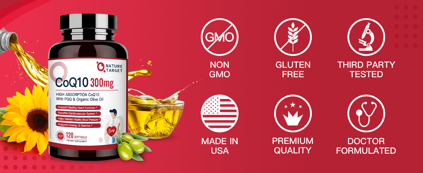 Amazon.com: NATURE TARGET CoQ10-300mg-Softgels + PQQ with Organic-Olive - Can Fish Oil And Coq10 Be Taken Together