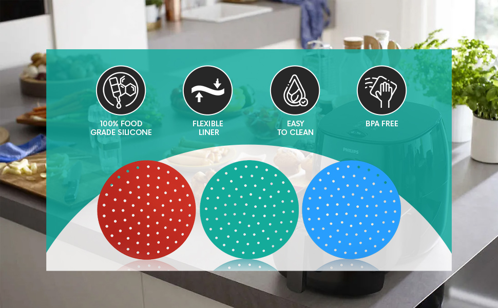 Priceless Homeware Silicone Air Fryer Liners 8" NonStick, Reusable