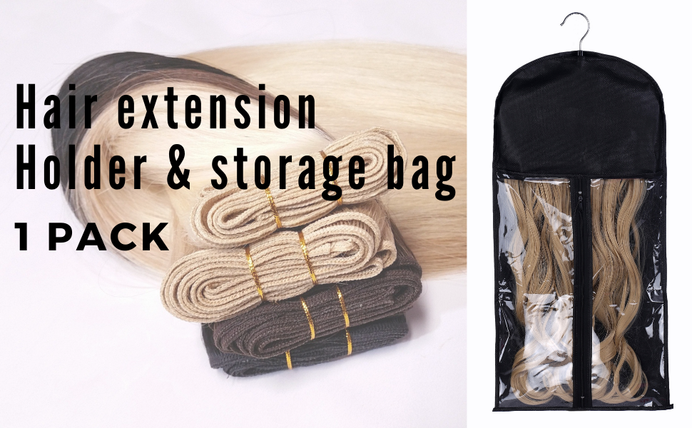 RJMBMUP Hair Extensions Storage Bag with Hanger Hairpieces Storage