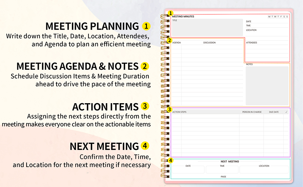SUNEE Meeting Notebook for Work with Action Items 240