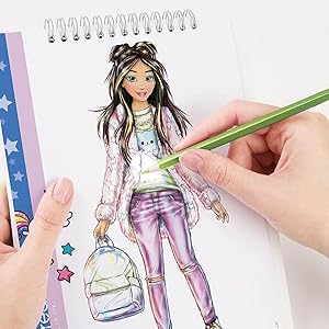 make it real digital dream fashion design sketchbook girls coloring book drawing stencils tween