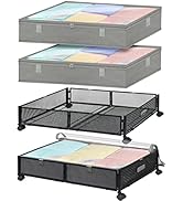 punemi Under Bed Storage with Wheels & Removable Bags, 2 Pcs Underbed Storage Containers Rolling ...