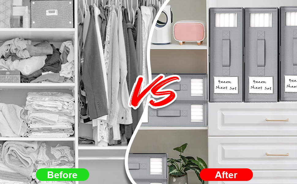 TAHAVICE 2 Pack Bed Sheet organiser and Storage, Foldable Bedsheet