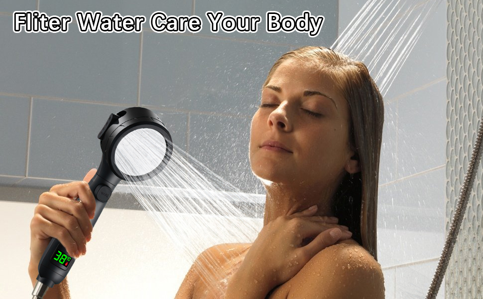Shower Head High Pressure with Intelligent Temperature Display, Power