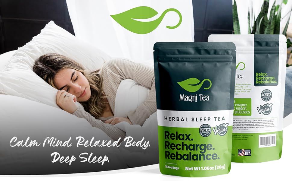 Herbal Sleep Aid Nightime Tea Magnesium Glycinate KETO VEGAN tea Zero Sugar Sleep Tea