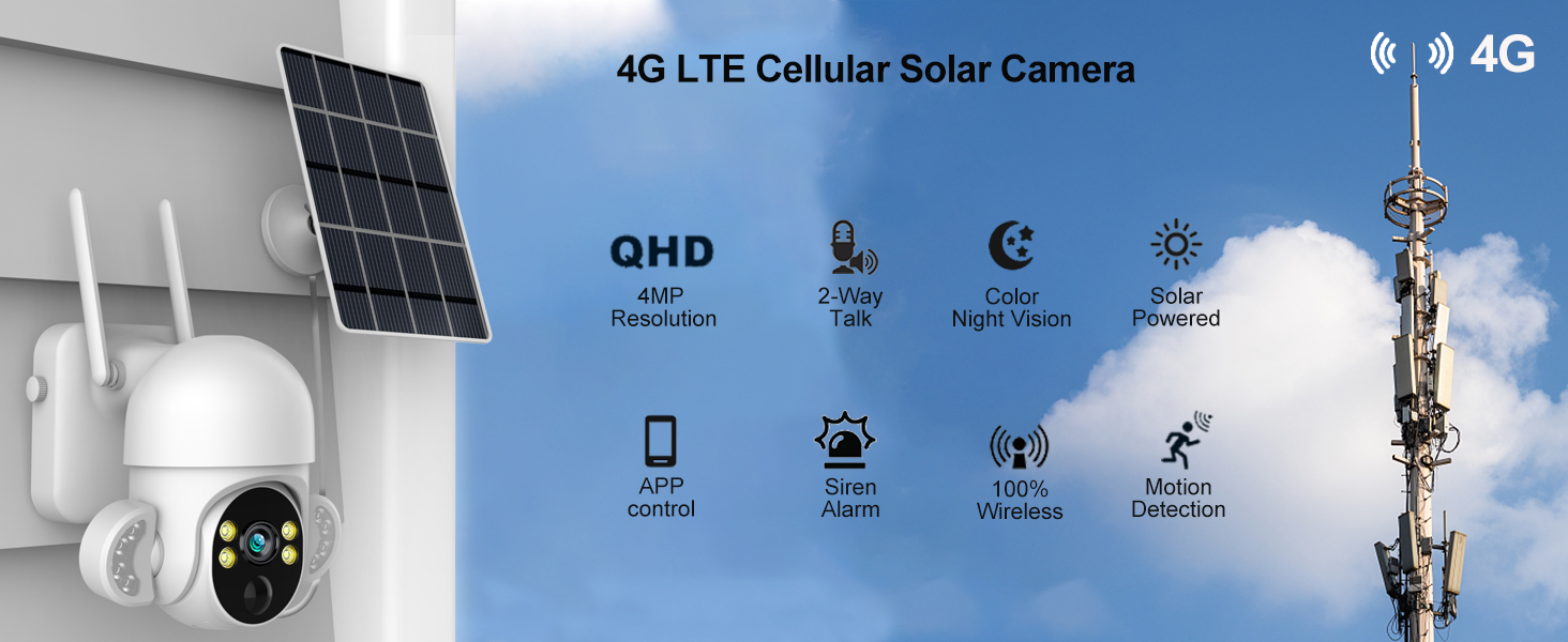 Xparkin 4G LTE Cellular Outdoor Security Camera Without