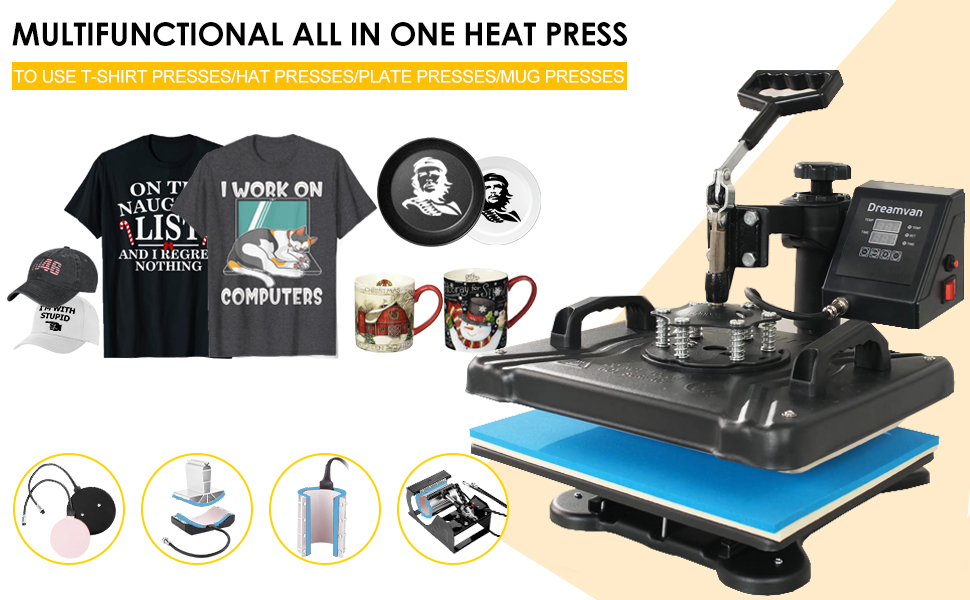 Pro 5 in 1 Heat Press Machine Combo T Shirt Pressing