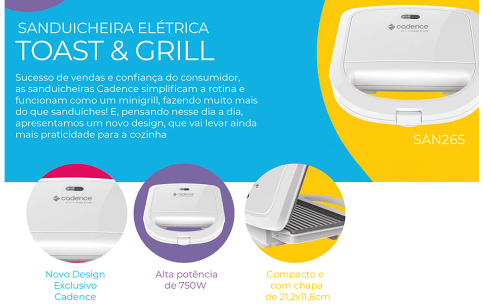 CADENCE SANDUICHEIRA TOAST E GRILL