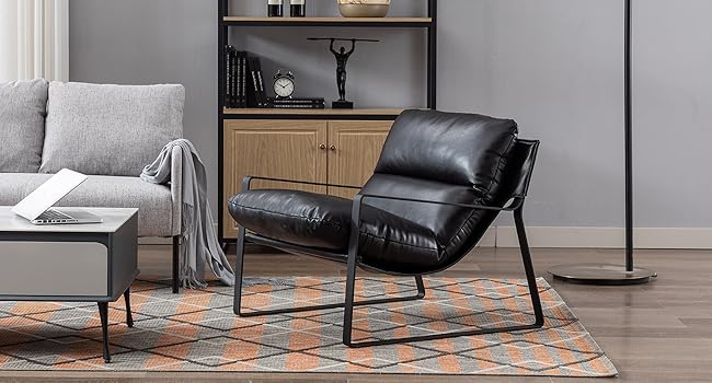 Modern Accent Chair Fabric Armchair For Living Room Occasional Tub Chair For Bedroom, Black 14 1
