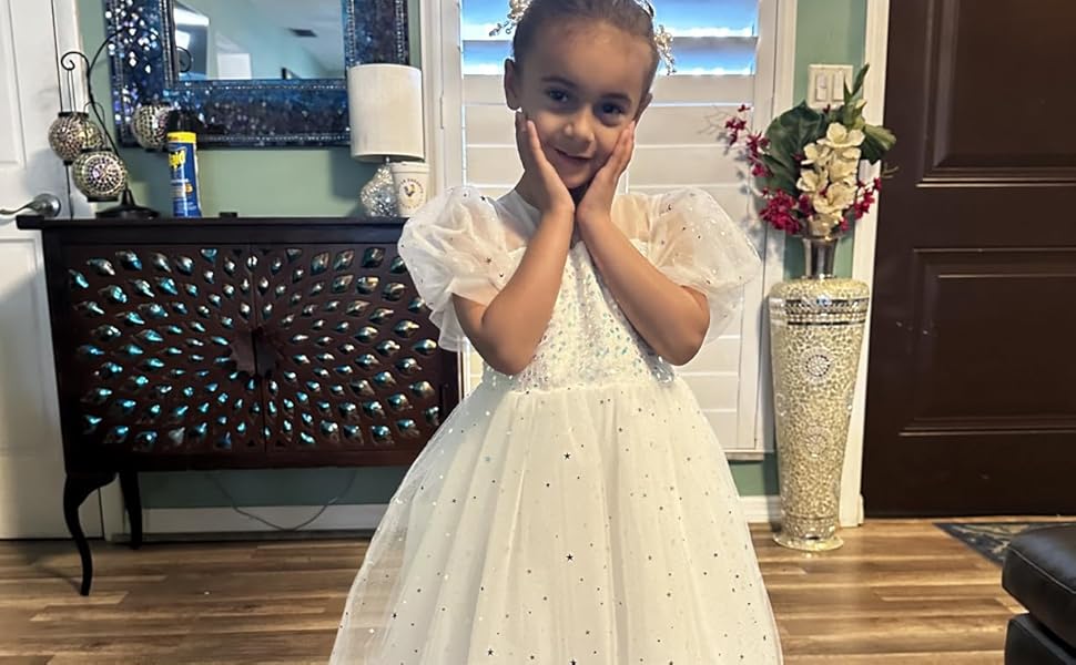 Flower Girls Puff Sleeves Tulle Dress