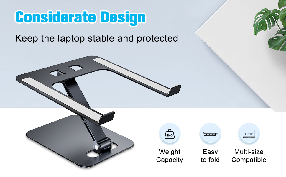 Laptop Stand Lap Desk, Ergonomic Foldable Computer Stand with Adjustable Height