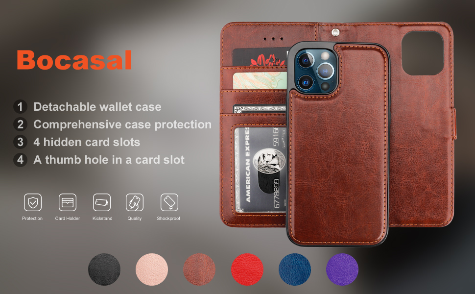 Amazon.com: Bocasal Detachable Wallet Case for iPhone 13 Pro
