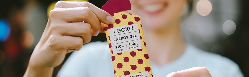 woman holding energy gel